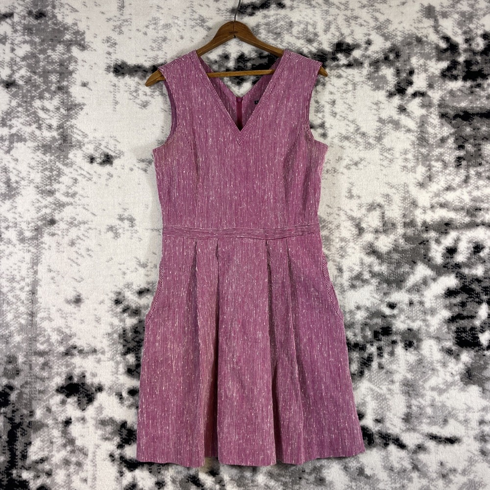 Theory Narida Jamboree Dress Womens‎ Size 6 Purple Silk Linen V-Neck Boho Lined